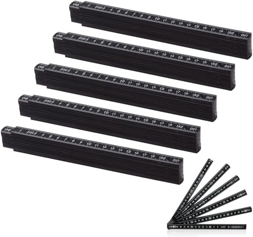 Plástico Plegable Regla, 5 Piezas Home and Garden Regla Plegable 2M, Puede Utilizar para Carpinteros, Obras de Construcción, Proyectos de Bricolaje, Negro