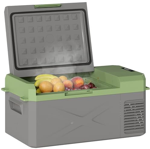Outsunny Frigorifero elettrico portatile 16.3L frigorifero auto portatile congelatore e frigorifero 12/24V con modalità ECO/MAX -20℃ a 20℃ per casa, camion, campeggio, grigio