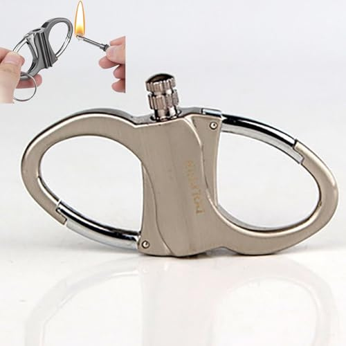 Accendino portachiavi, accendino a fiamma, 2025, portachiavi in metallo, portatile, riutilizzabile, fiammiferi eterni, senza gas butano (argento)