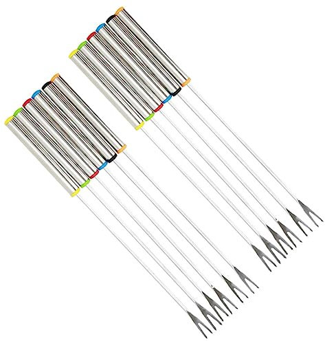 OUNONA 12Pièces Fourchettes à Fondue Acier Inoxydable Lot de Poignée Isolante pour Fruits et Desserts pour Événements et Buffets