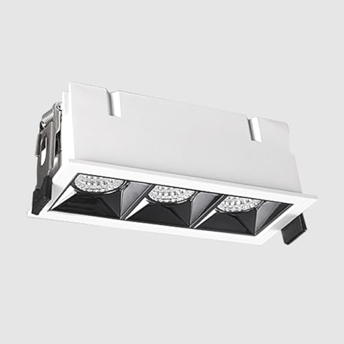 Foco LED Empotrado Cuadrado para Techo, lámpara de Techo Lineal con Montaje al RAS, Carcasa de Aluminio, focos direccionales para Sala de Estar, Pasillo, galería y Oficina.