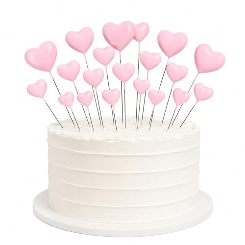 Fesnova Tapones decorativos de espuma de corazón rosa, decoración de tartas con 20 unidades, material de manualidades para arreglos florales y decoración de bodas, tema de San Valentín