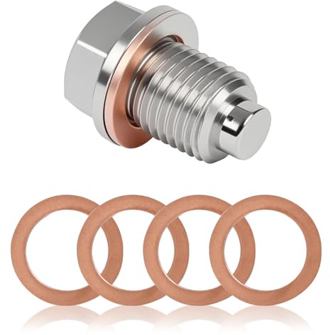 Vite magnetica per scarico dell'olio M14 x 1,5, vite di scarico dell'olio con anello di tenuta, guarnizione magnetica, dado di scarico della vasca dell'olio, vite dell'olio in acciaio inox, vasca