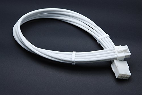 8 Pin PCIE GPU Sleeved Extension Cable 30cm + 2 Cable Combs - Shakmods (Full White)