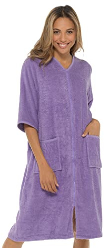 Ladies Undercover Zip Towelling Robe LN728 Lilac 14-16
