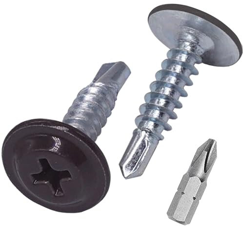 SKIR'CO - Tornillos autoperforantes pintados (4,2 x 16 mm, cabeza de armadura modificada Phillips, tornillo de chapa metálica, cabeza de oblea (150, marrón chocolate RAL 8017)