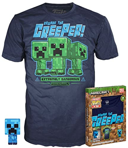 Pop & tee Minecraft Charged Creeper Funko + Camiseta Talla L