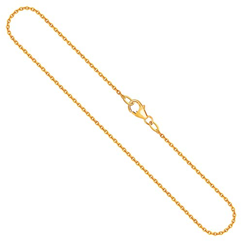 EDELIND Edle Damen Gold Halskette 1,5 mm, Ankerkette rund 333 aus Gelbgold, Echt Gold Kette mit Stempel, Goldkette mit Karabinerverschluss, Länge 40 cm, Gewicht ca, 2 g, Made in Germany