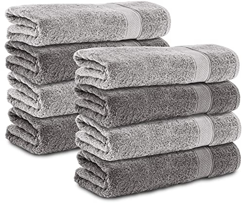 Komfortec 8er Handtücher 50x100 cm Set aus 100% Baumwolle, Frottee, Weich, Anthrazit Grau/Silber