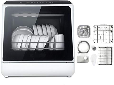 Lavavajillas de Mesa con Rejilla para 6 Cubiertos Lavavajillas Compacto Independiente Sin instalación 360° y rociador 75 ℃ Alta Temperatura w