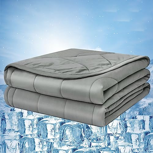 Laneetal Kühldecke leichte Sommerdecke mit Arc-Chill Q-Max > 0,45 Kühlfasern selbstkühlende Decke für Menschen, Sommerbettdecke zum Schlafen, Wohndecke Sofadecke Reisedecke Grau 150x200 cm