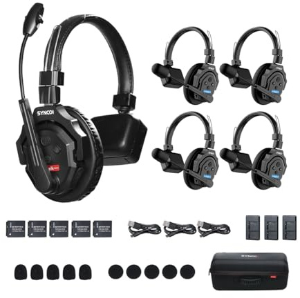 SYNCO XTalk 2.4GHz Wireless Headset Intercom System Random Master Device Design for Movie Shoot Live Show Stage Performance (XTalk X5 (5PCS))