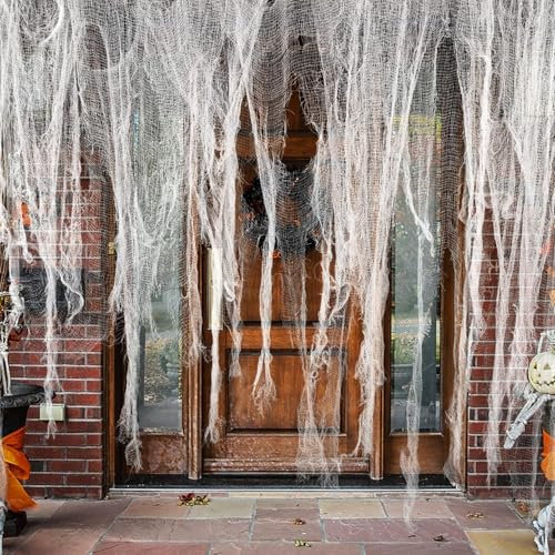 12.7x1M Halloween Dekoration Gaze -Gruseliger Stoff - Käsetuch Halloween Dekorationen für die Türen Hallen,Duschvorhänge,Veranden,Decks,Fenster,Tore,Deko Prop