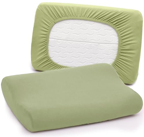 Luxoon Kissenbezug für Gesundheitskissen – 95% Baumwolle / 5% Elasthan, Atmungsaktiv und Hautfreundlich, Waschbar, Für Komfort und Hygiene 2er Pack 30-45 x 50-65 cm, Salbei Grün