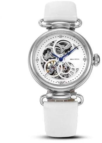 SEA-GULL Mode Femmes Montre Bracelet en Cuir Imperméable Squelette Automatique Mécanique Pour Dames Montre Collier Ensemble Série 6002L