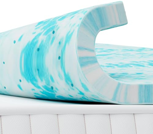 NEWBULIG Mattress Toppers Memory Foam, 2 Inch Thick Bed Topper Pad Cooling Gel Infused Soft Comfy Padding Breathable for Sleeper Sofa Couch RV Camper, CertiPUR-US Certified