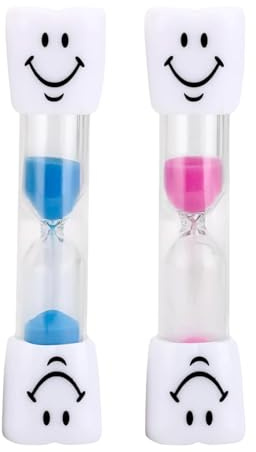 Set di clessidre per bambini, 2 confezioni da 2 pezzi, clessidra, lavarsi i denti per bambini, Smiley, 10 minuti, orologio per cialde (blu + rosa)