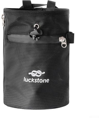 Gdfnmogo Sac à craie pour escalade, tissu Oxford 420D avec intérieur doublé en polaire, cordon de serrage anti-fuite, ceinture réglable — pour Boulderi (noir)