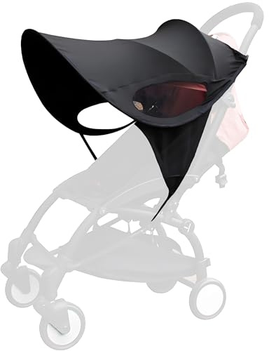 XGOPTS Sonnensegel Kinderwagen, Sonnenschutz Regenschutz Kinderwagen mit Uv Schutz, Verstellbarer Sonnenschirm Kinderwagen - Schwarz (Schwarz-Muster)