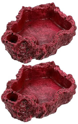 KHBUAB Plato de Agua para Reptiles y Cuenco de Alimentación 2 Piezas para Tortugas en Acuarios y Terrarios