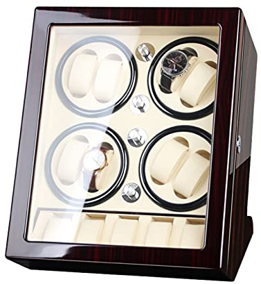 MYUYEE Caja De Exhibición para Relojes, Estuche Enrollador De Relojes De Alta Gama, Caja Enrolladora De Relojes Automática para 8 Relojes + 5 Almacenamientos Adicional(Marrón)