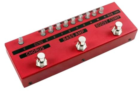FytStycale Pédale Multi-Effet Basse avec Accorur Multifonction Pédale D'effet Combinée Analogique pour Maison, Rouge