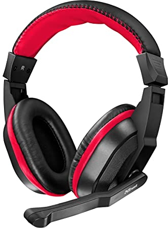 Trust Gaming Ziva Over-Ear Gaming Headphones with Retractable Microphone, Black / Red