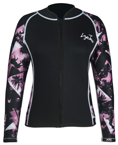 LayaTone Wetsuit Top Women 3mm Neoprene Wetsuit Jacket, Optional Neoprene/Lycra Sleeves Wetsuit Tops for Swimming Diving Surfing Canoeing