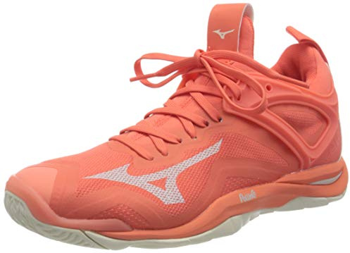 Mizuno X1GB1950 Mujer Zapatilla de Balonmano, Living Coral/Blancanieves, 36.5 EU