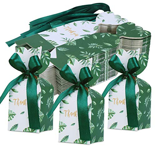TsunNee Mori Lot de 50 boîtes à bonbons en papier en forme de vase pour mariage, cadeau de fête, boîte créative en papier avec rubans