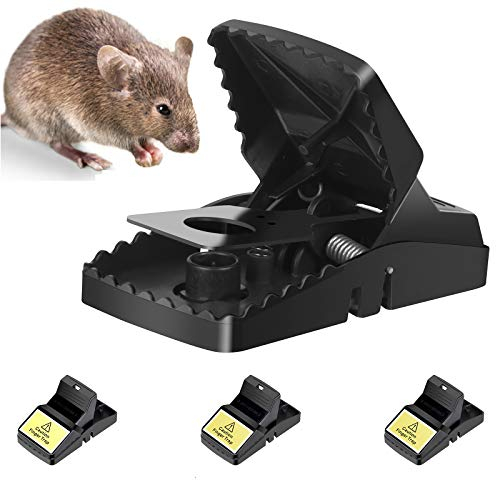 Trisiki 4 Pack Upgraded Rat Trap, Mouse Trap for Various Sizes of Rodents, High Sensitive Large Snap Trap that kills instantly, Reusable Heavy Duty Trap for Indoors & Outdoors, Big Size, Black