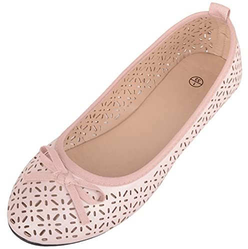 Childrens Kids Girls Slip On Casual Summer Holiday Pump Ballerina Style Shoes - Nude - UK Child 12 / EU 30-31