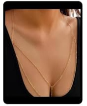 Wedity Sexy Bikini Soutien-Gorge Corps Chaîne Or Croix Poitrine Chaîne Lingerie Accessoires Collier Discothèque Bijoux Réglable pour Femmes et Filles