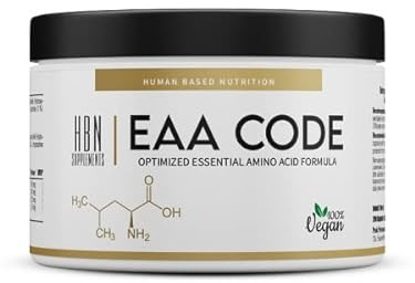 HBN - EAA-Code - 200 Kapseln I 25 Portionen I essentielle Aminosäuren I MAP Formel I Muskelaufbau I Diät I Workout I mit Piperin I vegan I glutenfrei