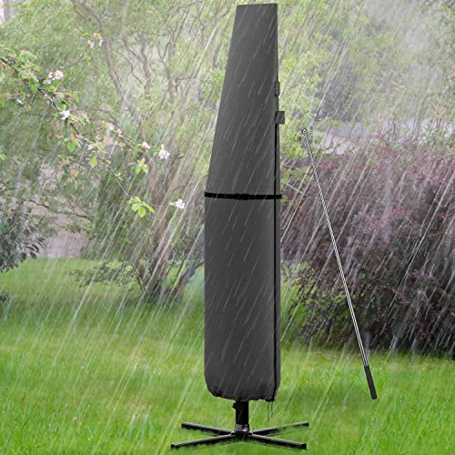 Kingsleeve® Protective Parasol Cover With Installation Rod | For Cantilever Parasols Up To 350cm Diameter | Winter-Proof Large Traffic Light Garden Parasol Cover | Tarpaulin Protection Grey