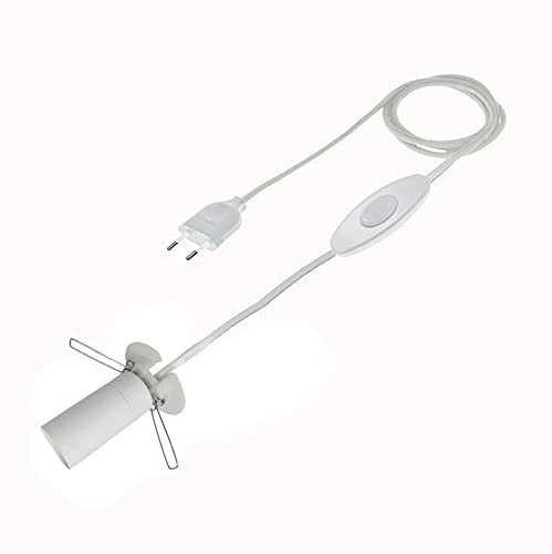 HALOTEC Cavo per Lampada di Sale con Interruttore | Cavo di Alimentazione Elettrica da 1,2 Metri con Portalampada | Colore Bianco | 250V-2A | Ricambio per Lampade di Sale