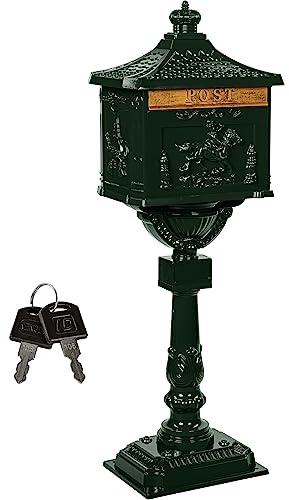 STILISTA Antiker Standbriefkasten 118 cm aus rostfreiem Aluminium, Farbwahl, Grün