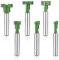 6pz Fresa per Scanalatura a T, Set di Frese per Scanalatura a T con Codolo da 1/4in Punte per Fresatura del Legno Fresa T-Slot per Lama da 1/4 e 5/16 e 3/8 e 9/16 e 1/2 e 5/8 Pollici Diametro