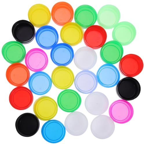 IMIKEYA 100 Stück Plastik Flaschendeckel: Bunt Flaschenverschluss - DIY Flaschendeckel Schraubverschluss Plastik Flaschenverschlüsse zum Basteln Kindergarten Schule Bastelprojekte