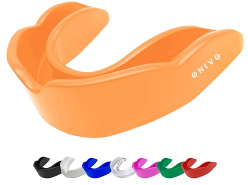 Protège-dents de qualité supérieure pour adultes et enfants à partir de 12 ans – Idéal pour la boxe, protège-dents, durable et confortable pour la protection et la sécurité (orange)