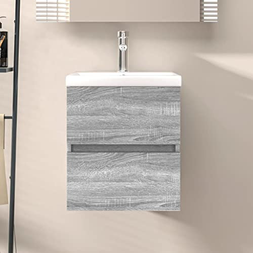 Badezimmer Schrank,Badezimmer möbel Set,Waschbeckenschrank Grau Sonoma 41x38,5x45 cm HolzwerkstoffIdeal für Bäder, wo sie gebraucht Wird