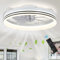 FRIXCHUR White Dimmable LED Ceiling Fan with Lights Chandelier Fan with Remote Control Flush Mount Modern Indoor 19.7 LED Dimmable Low Profile Ceiling Fans,Smart 3 Light Color Change and 6 speeds