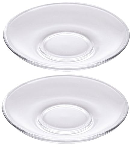 HOLIDYOYO 2 Pezzi Rotondi Trasparenti in Vetro per tè e Sottobicchieri Decorativi per Snack Materiale Resistente al Calore e Bar