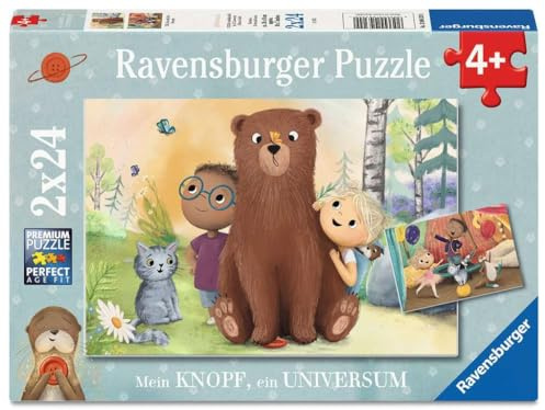 Ravensburger Kinderpuzzle - 12004324 Mein Knopf, EIN Universum - 2x24 Teile Kinderpuzzle ab 4 Jahren vom beliebten Kinderbuch von Carmushka