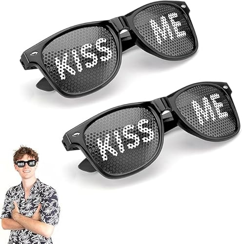 ZRUEWOT Lunettes de Fête Motif Kiss Me - Lunettes de Soleil pour Carnaval, Accessoires Photo