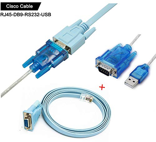 CMYKZONE Cisco Câble De Console Câble Série Rj45 à DB9 et RS232 à USB (2 en 1) Pour Périphérique Cisco 1.8M + 1M