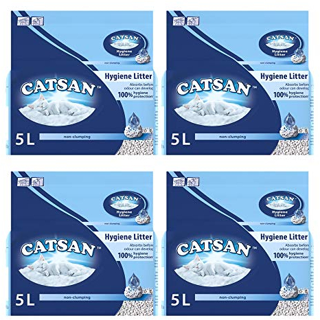 CATSAN Hygiene Cat Litter – 4 Pack of 5L Bags for Enhanced Odour Control, Quick Absorbency, and a Clean Litter Tray