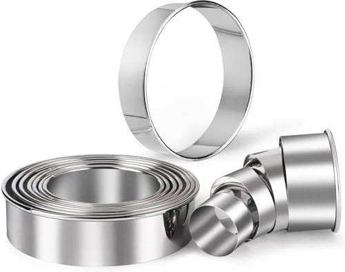HULISEN 11 Pcs Biscuit Cutter Set, Stainless Steel Round Cookies Cutter for Donut and Scone, Ring Pastry Molds with Storage Box, Doughnut Cutter Ring for Baking