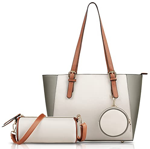 flintronic Bolso Totes para Mujer de 3Pcs, Bolso de Mano Moda Bolsos de Hombro Cuero PU,Monederos Mujer Cartera de Mujer de Gran Capacidad, Bolsos Hobo Satchel Cartera set