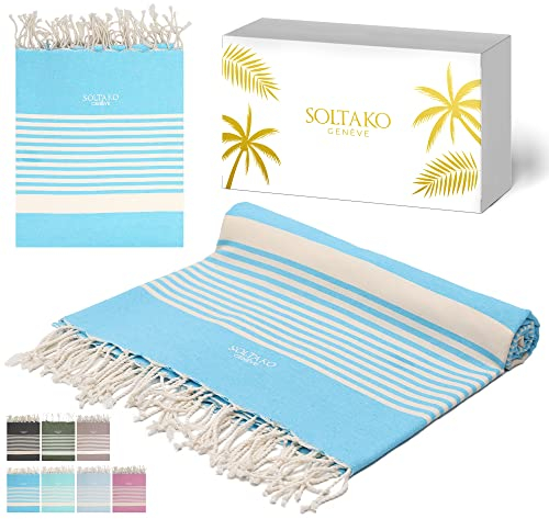 SOLTAKO Fouta Arthur Premium XXL, Aqua, 200/200cm
